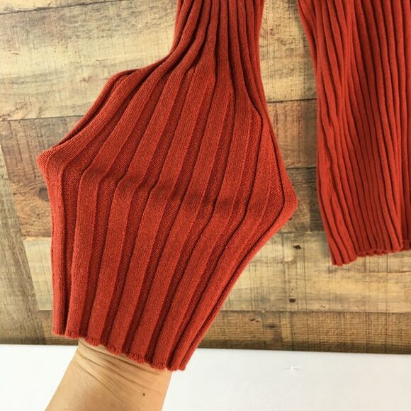 Sundance Sweater Red Orange V Neck Ribbed Knit Organic Cotton Blend Women’s XXL - Picture 6 of 16